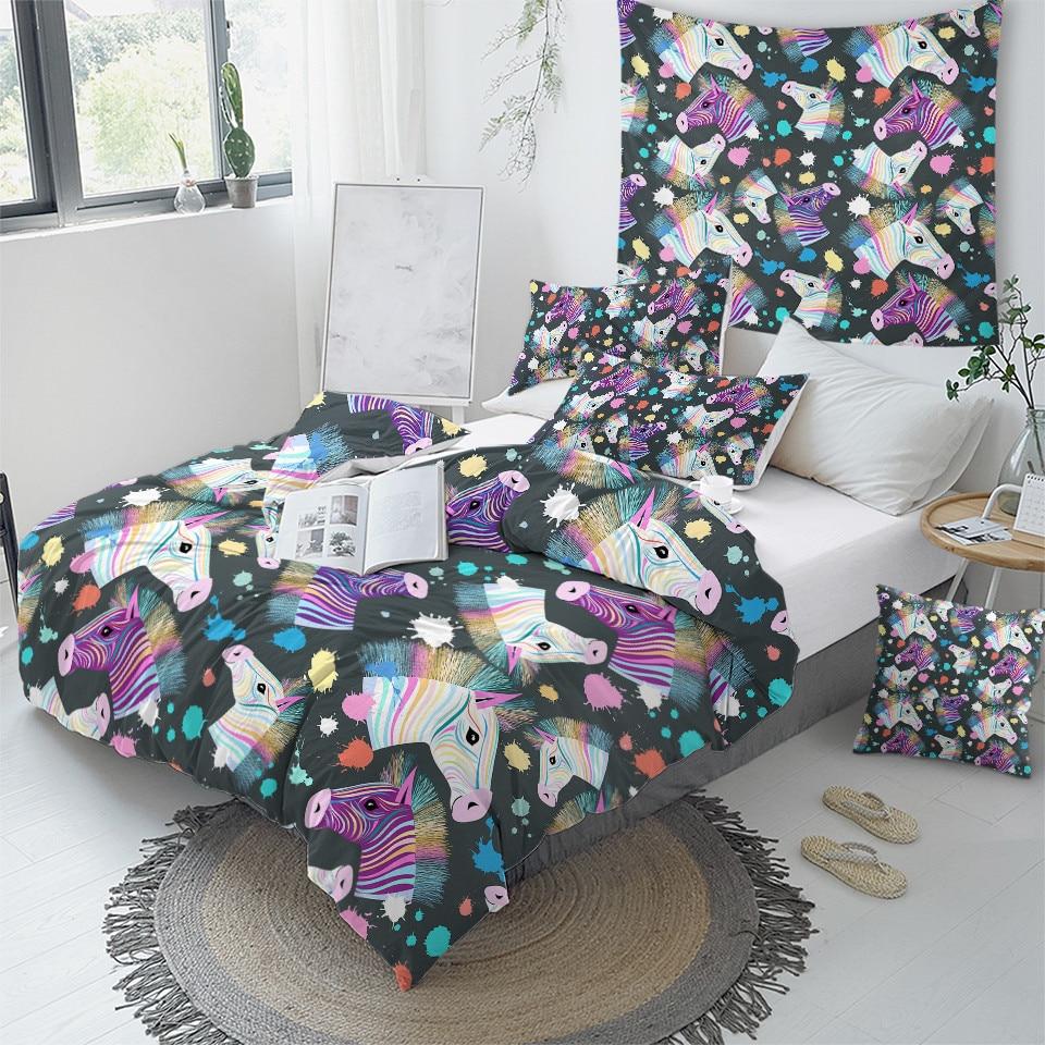 Rainbow Zebra Comforter Set - Beddingify