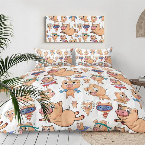 Image of Cartoon Pig Comforter Set - Beddingify