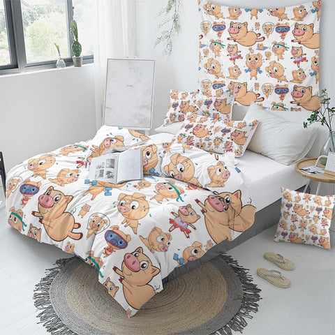 Image of Cartoon Pig Comforter Set - Beddingify