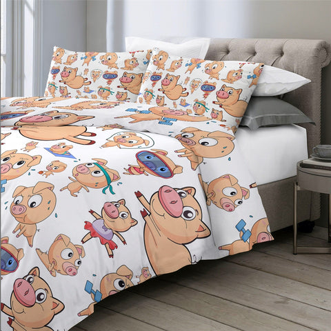 Image of Cartoon Pig Bedding Set - Beddingify