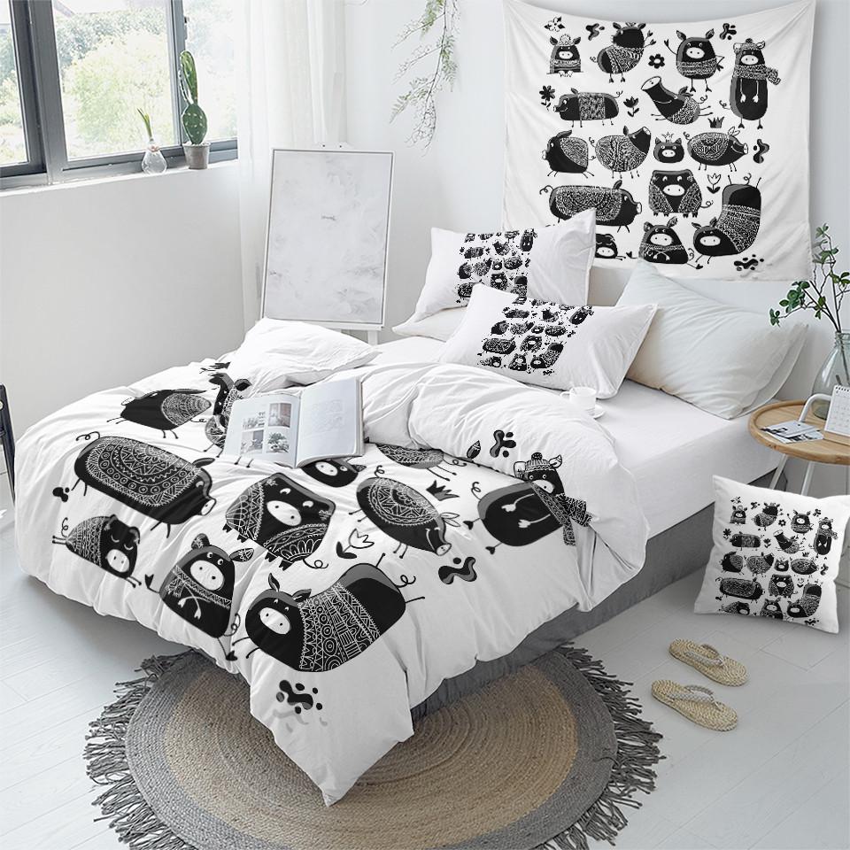 Cute Black Pig Comforter Set - Beddingify