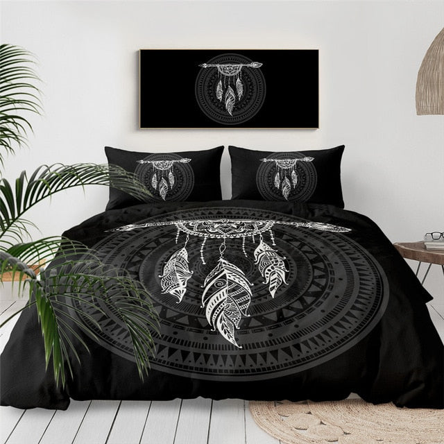 Ethnic Black Dreamcatcher Bedding Set - Beddingify