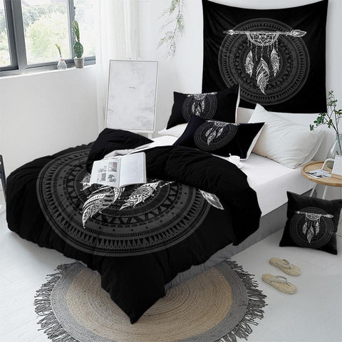 Image of Ethnic Black Dreamcatcher Comforter Set - Beddingify