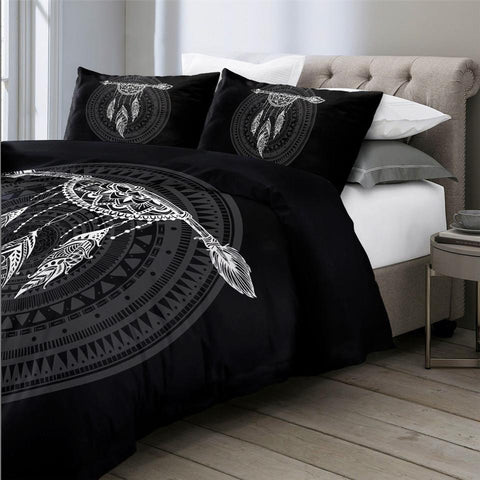 Image of Ethnic Black Dreamcatcher Comforter Set - Beddingify