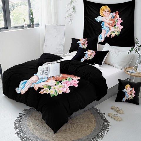 Image of Angel with Lute Comforter Set - Beddingify