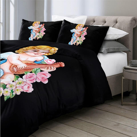 Image of Angel with Lute Comforter Set - Beddingify