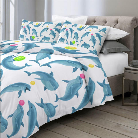 Image of Blue Dolphin Comforter Set - Beddingify