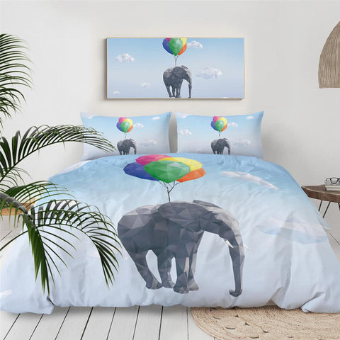 Image of Flying Elephant Comforter Set - Beddingify