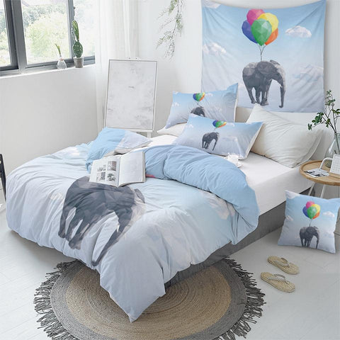 Image of Flying Elephant Comforter Set - Beddingify