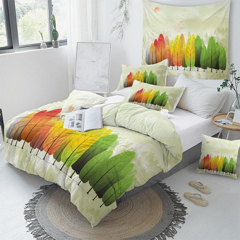 Image of 4 Season Trees Comforter Set - Beddingify