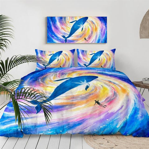 Image of Psychedelic Whale Comforter Set - Beddingify