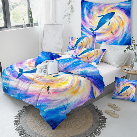 Image of Psychedelic Whale Comforter Set - Beddingify