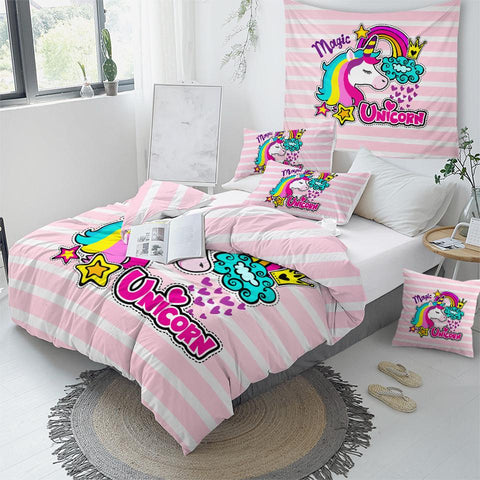 Image of Colorful Magic Unicorn Comforter Set - Beddingify