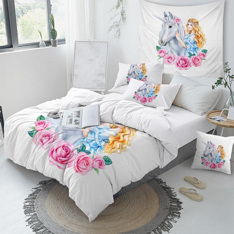 Image of Rose Unicorn Princess Comforter Set - Beddingify
