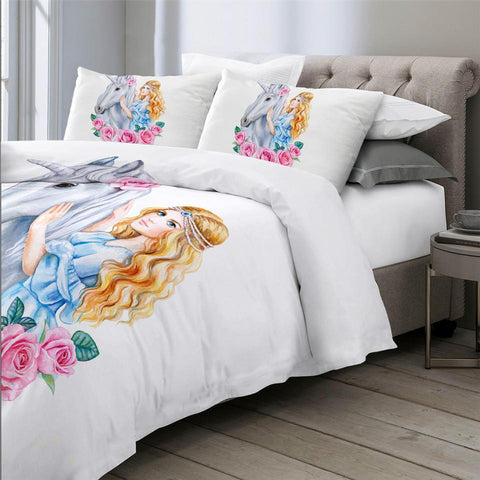 Image of Rose Unicorn Princess Comforter Set - Beddingify