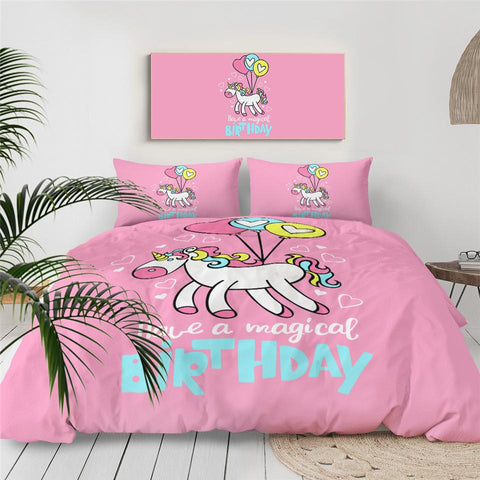 Image of Balloons Unicorn Kids Comforter Set - Beddingify