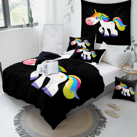 Image of Rainbow Unicorn Kids Comforter Set - Beddingify