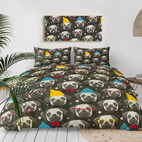 Image of Pug Faces Comforter Set - Beddingify