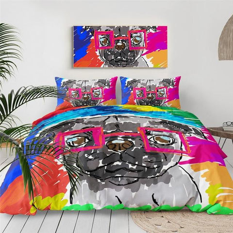 Image of Oil Painting Pug Comforter Set - Beddingify