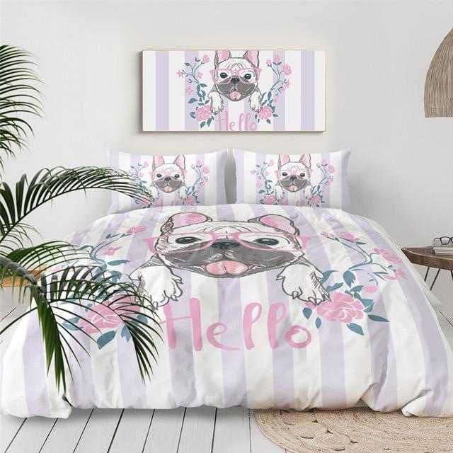 Girly Pug Comforter Set - Beddingify