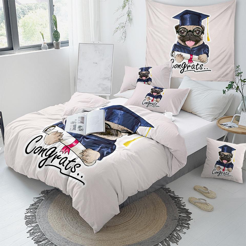 Graduated Pug Comforter Set - Beddingify