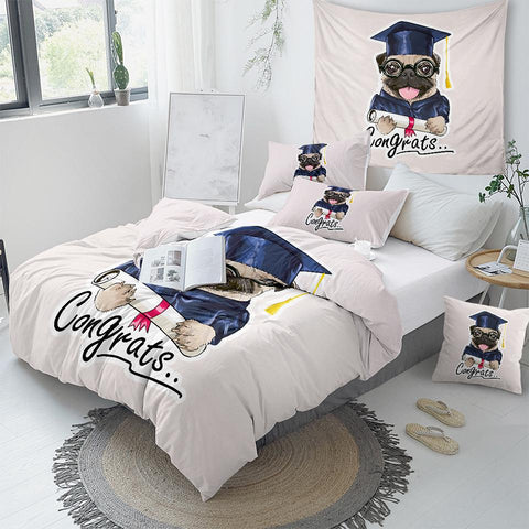 Image of Graduated Pug Comforter Set - Beddingify