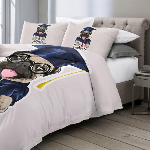 Image of Graduated Pug Comforter Set - Beddingify