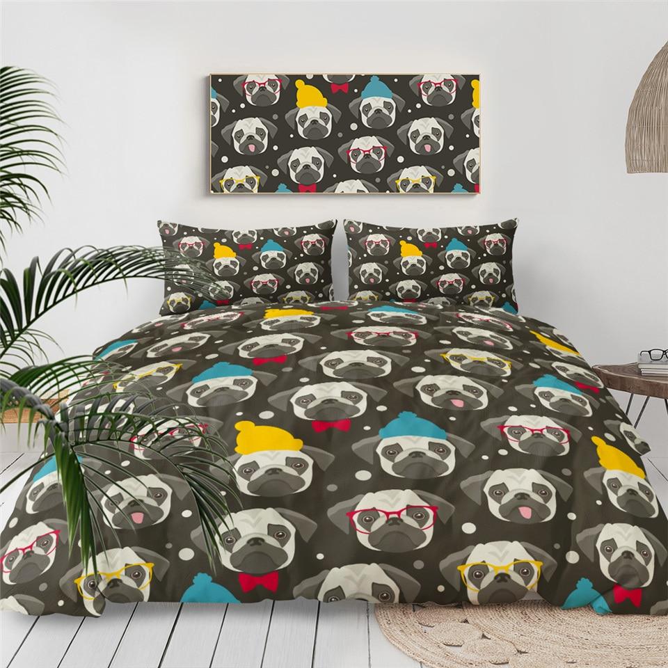 Pug Faces Comforter Set - Beddingify