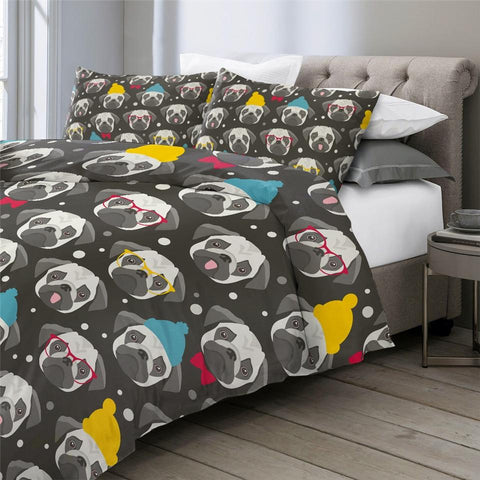 Image of Pug Faces Comforter Set - Beddingify