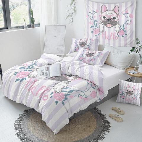 Image of Girly Pug Comforter Set - Beddingify