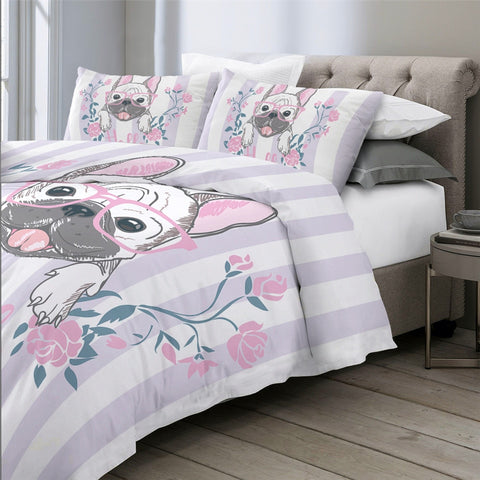 Image of Girly Pug Bedding Set - Beddingify