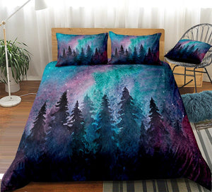 Purple Galaxy Forest Bedding Set - Beddingify