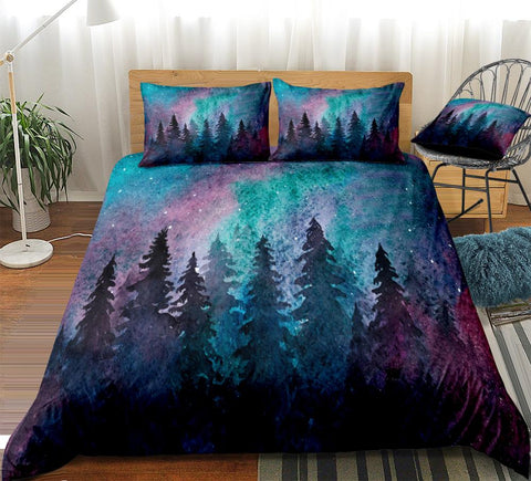 Image of Purple Galaxy Forest Bedding Set - Beddingify