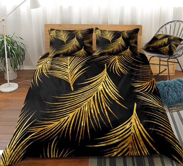 Golden Palm Leaf Bedding Set - Beddingify