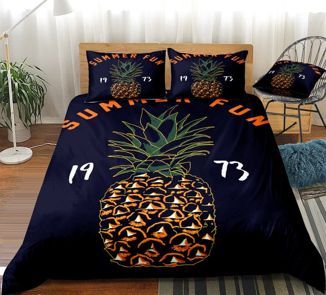 Retro Orange Black Pineapple Bedding Set - Beddingify