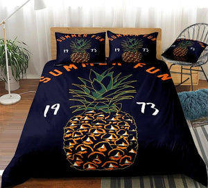 Retro Orange Black Pineapple Comforter Set - Beddingify