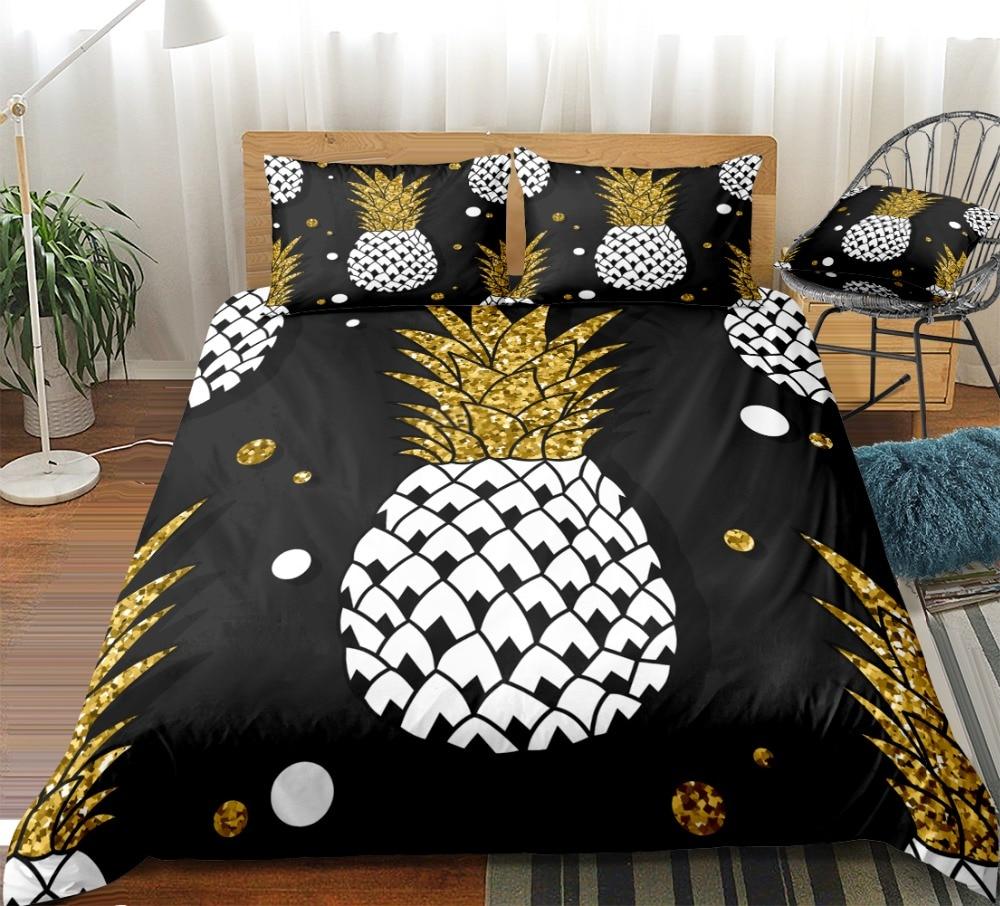 Gold Black Pineapple Comforter Set - Beddingify