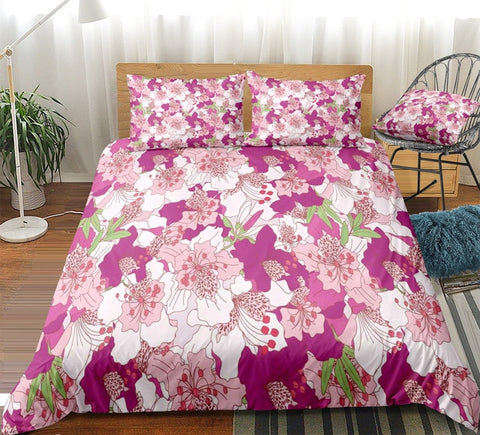 Image of Pink Floral Bedding Set For Girls - Beddingify