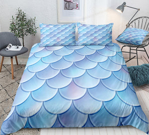 Blue Mermaid Scale Bedding Set - Beddingify