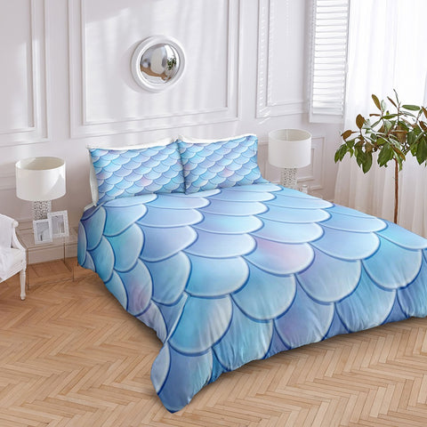 Image of Blue Mermaid Scale Bedding Set - Beddingify