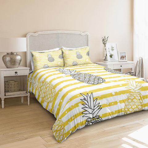 Image of Striped Pineapple Bedding Set - Beddingify
