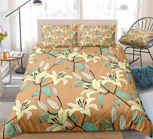 Retro Lily Floral Bedding Set - Beddingify