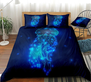 Dark Blue Jellyfish Bedding Set - Beddingify