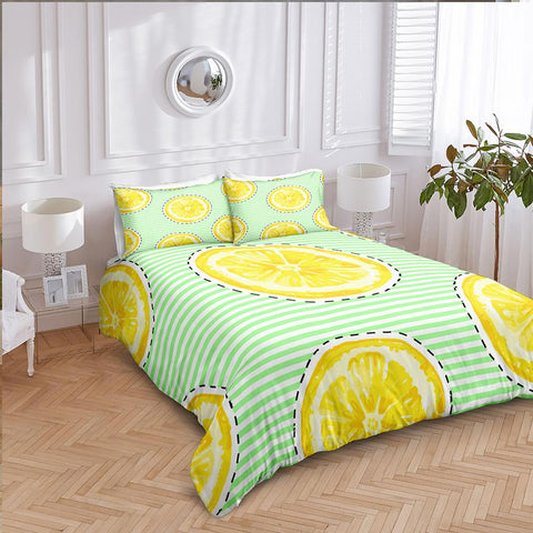 Image of Striped Lemons Bedding Set - Beddingify