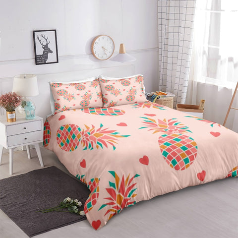 Image of Pink Striped Pineapple Bedding Set - Beddingify
