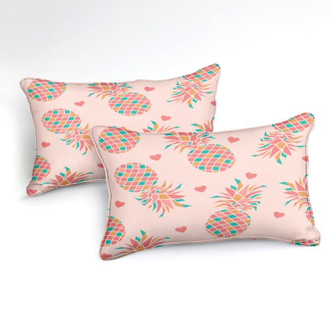 Image of Pink Striped Pineapple Bedding Set - Beddingify