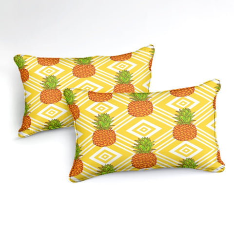 Image of Yellow Striped Pineapple Bedding Set - Beddingify