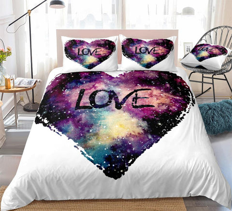 Image of Love Heart Galaxy Bedding Set - Beddingify