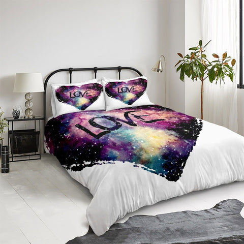 Image of Love Heart Galaxy Bedding Set - Beddingify