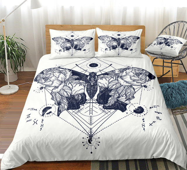 Black White Butterfly Bedding Set - Beddingify